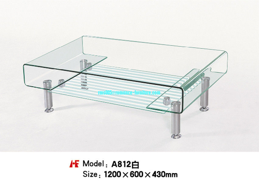 hot bending glass and stainless legs TV stand A812