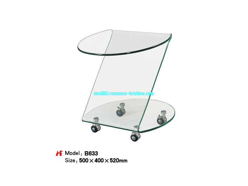 Z shape coffee table with wheels glass tea table B633
