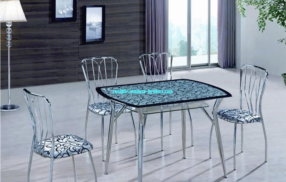 dining table.chrome with steel legs/tempered glass dinging table T422-2