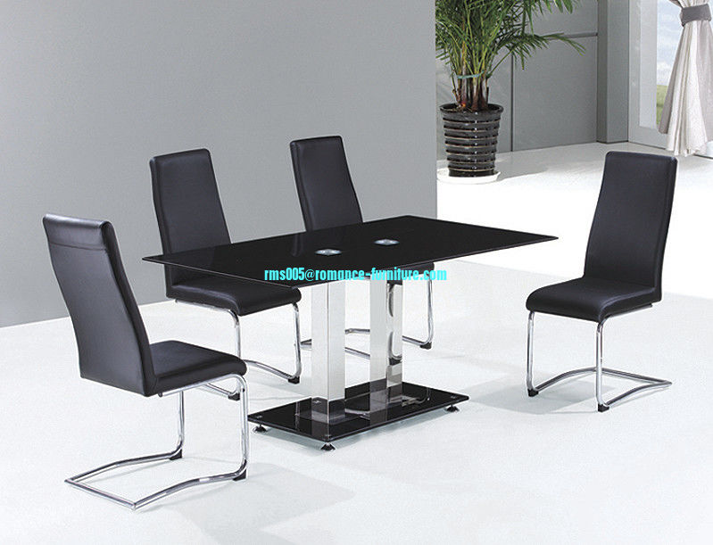 dining table,chromed-plated/tempered glass dining table T051
