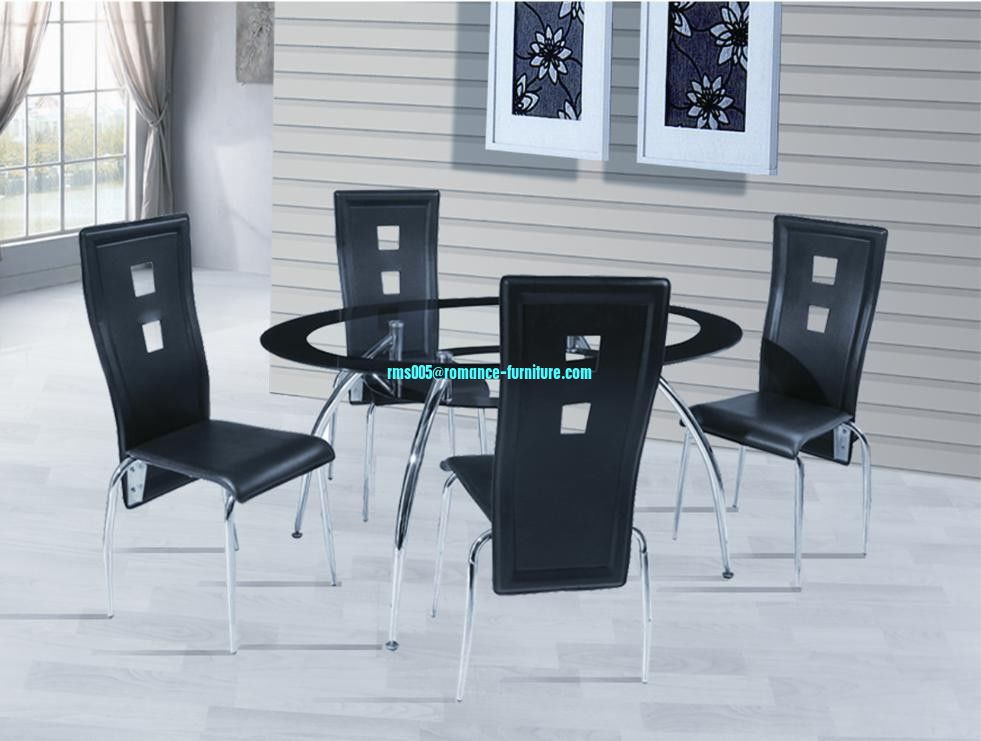 chromed plated/12mm tempered glass dining table T249