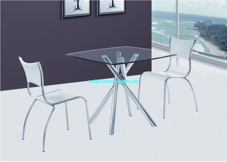 good quality round glass top cross legs dining table T245