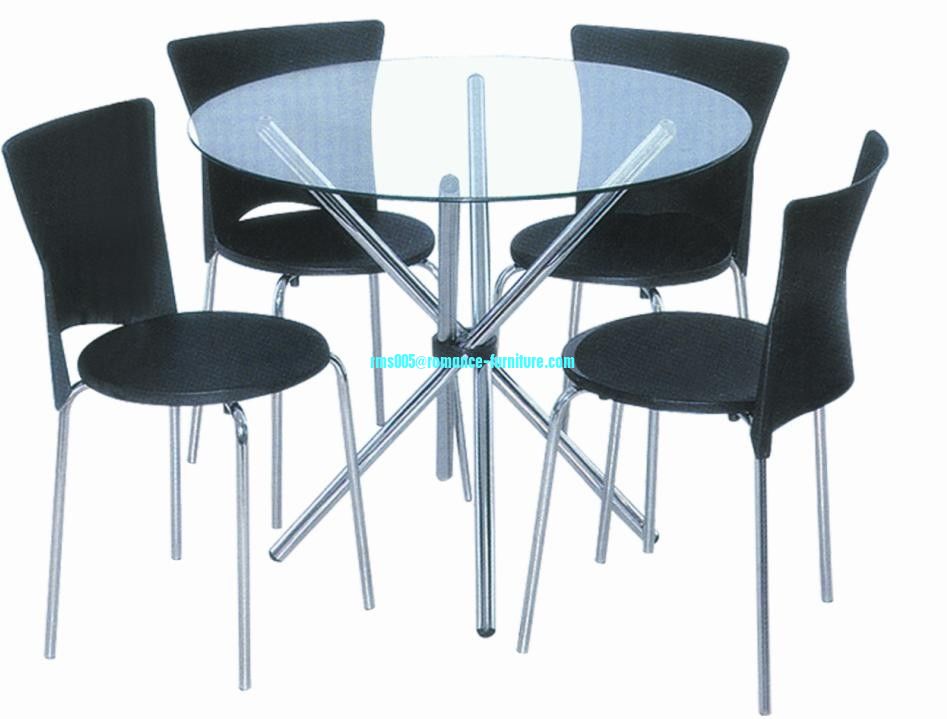 chrome with steel legs/8mm tempered glass dinging table T110