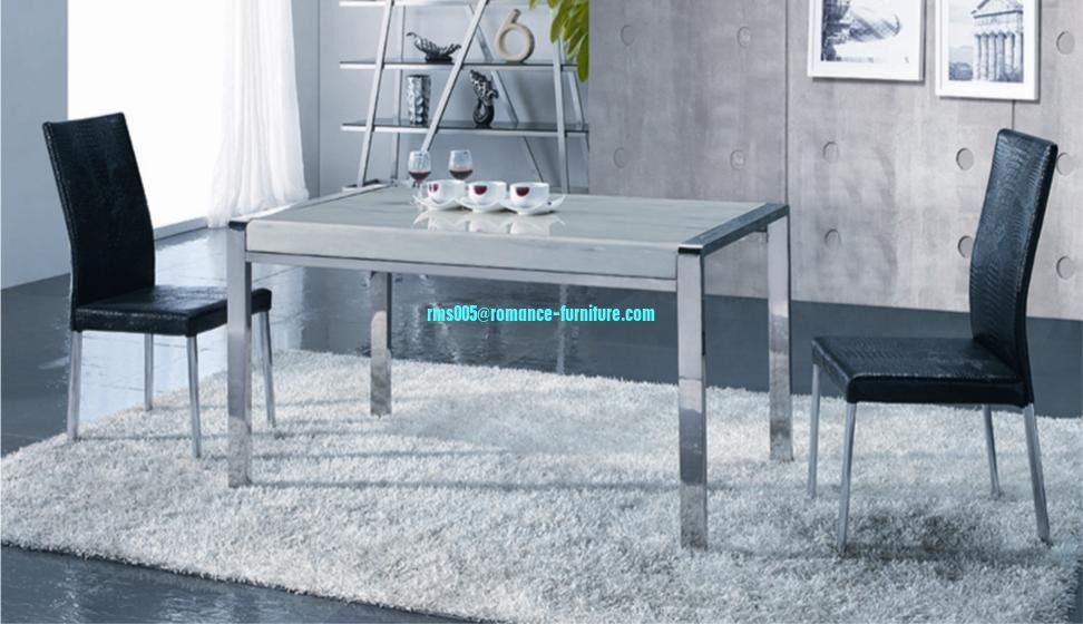luxury stainless steel legs marble top dining table T109