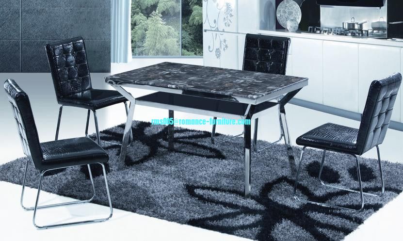 stainless steel legs/ tempered glass dinging table T795