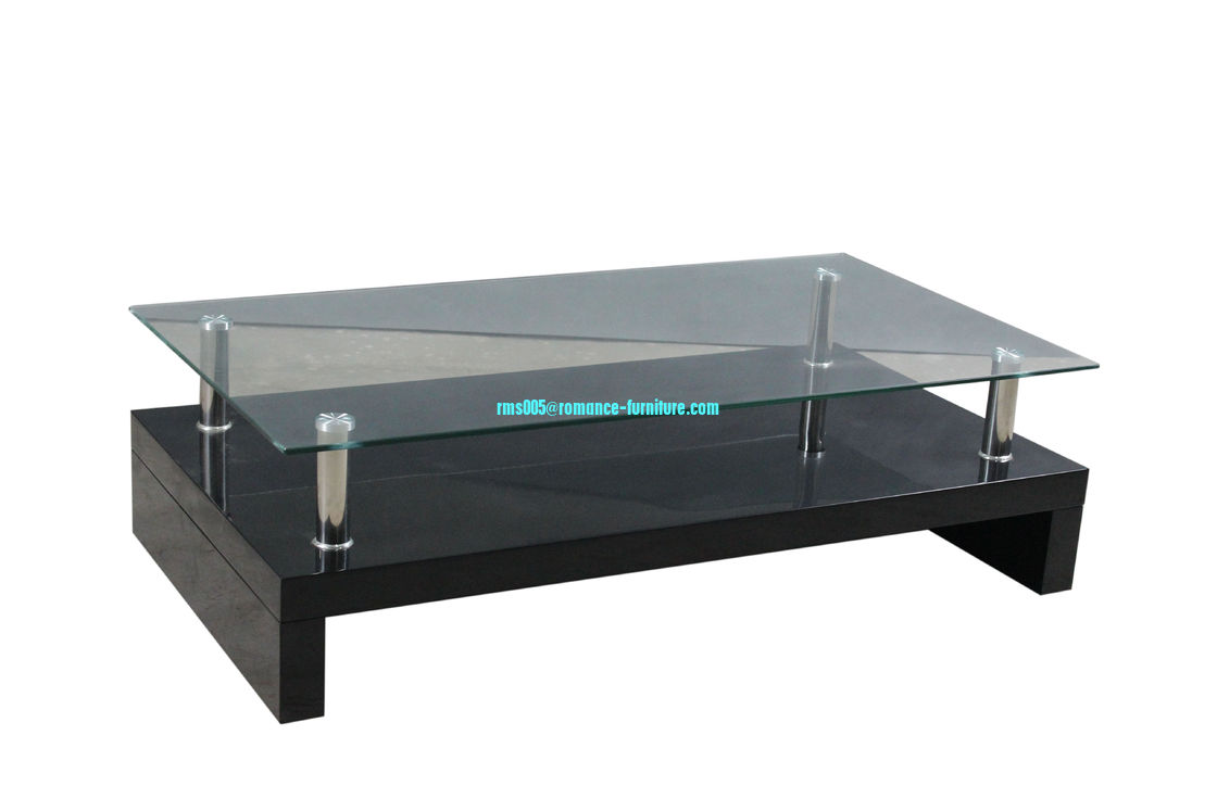 black MDF base tempered glass coffee table HA985
