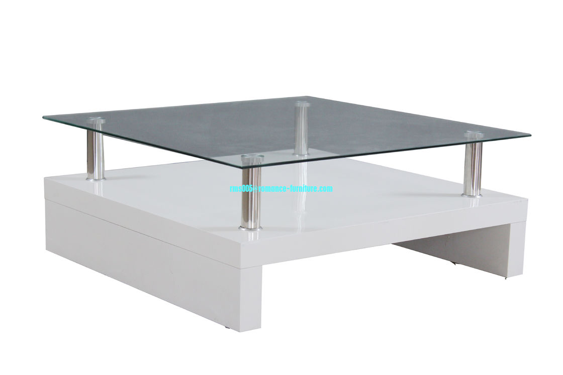 square glass top MDF base high gloss coffee table  HA986