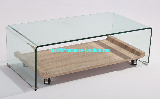 wooden tea table with glass top C-205