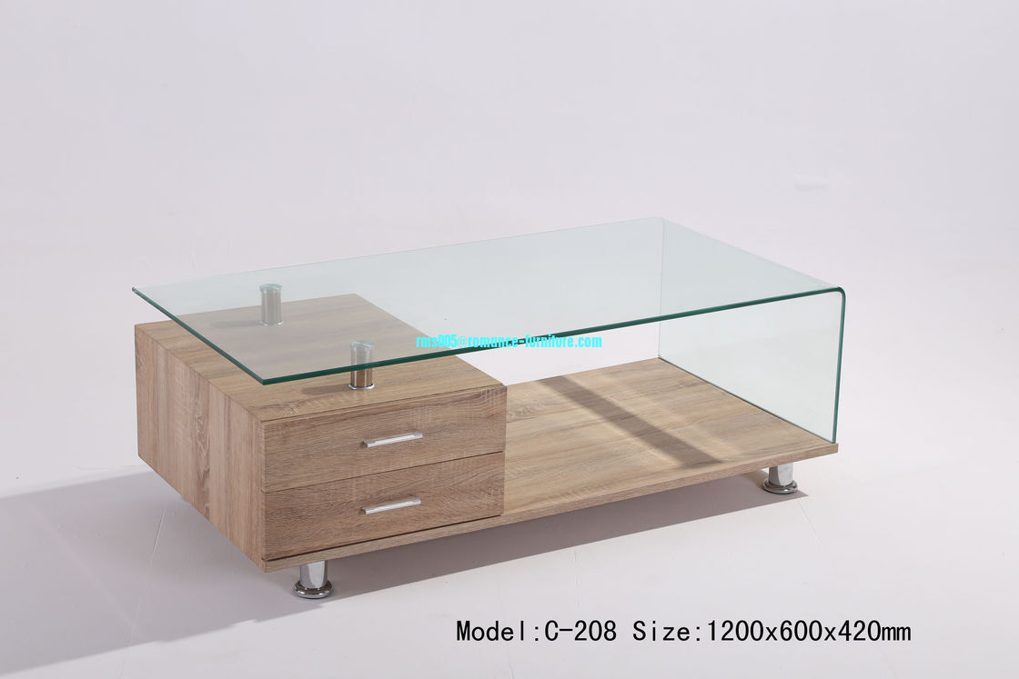 modern base tea table with bent glass top C-208