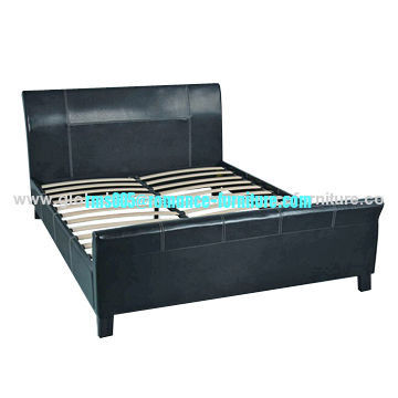 Made of Luxury Leather with Foam Available for Double, King Queen Size black PU bed FD-701