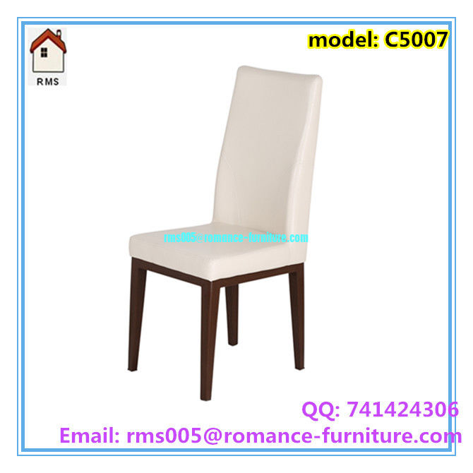 metal frame wooden painting high back leather dining chair C5007