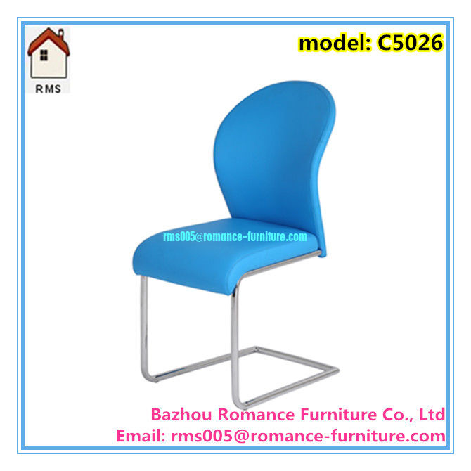 blue leather dining chair chromed legs leather dining chair C5026