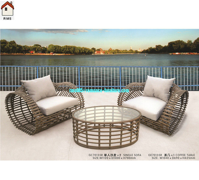 2 seats and one round table cheap rattan garden sofa RMS70135R