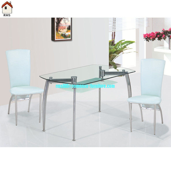 chromed legs clear glass dining table T066
