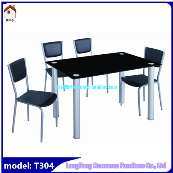 classic design black glass dining table and chair T304