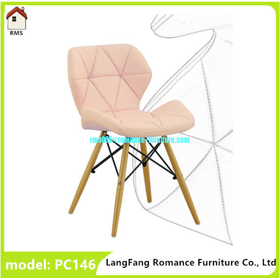 colorful PVC leather dining chair with wood and steel legs pc146