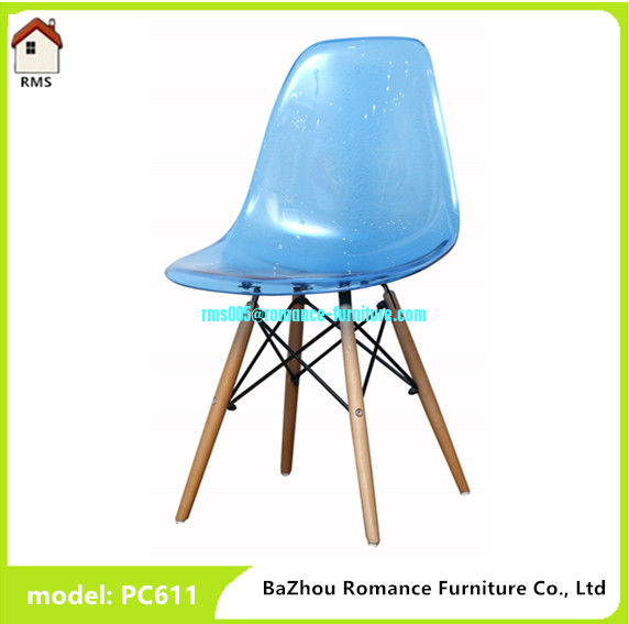 popular PC clear plastic chair with wood legs PC611