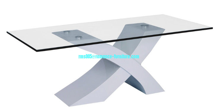 hot sale 10mm tempered glass, MDF high gloss dining table T16