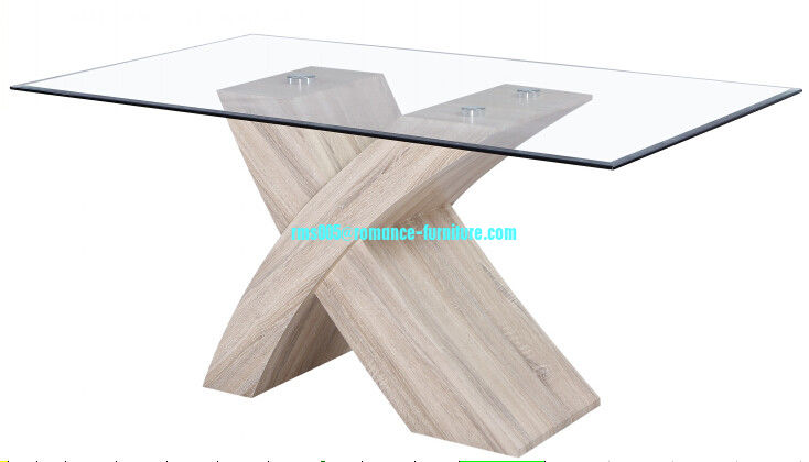 hot sale 100mm tempered glass,MDF attached paper dining table T16-1