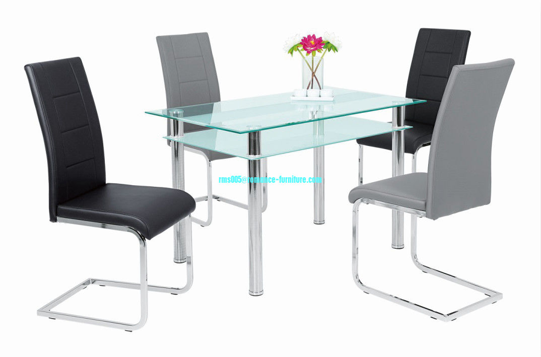 hot sale glass/Stainless steel legs dining table T804