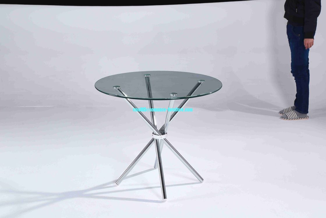 hot sale glass chrome leg dining table T1705