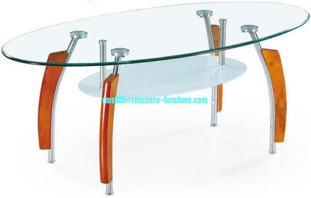 hot sale  tempered glass,stainless steel leg with wood tea table A050