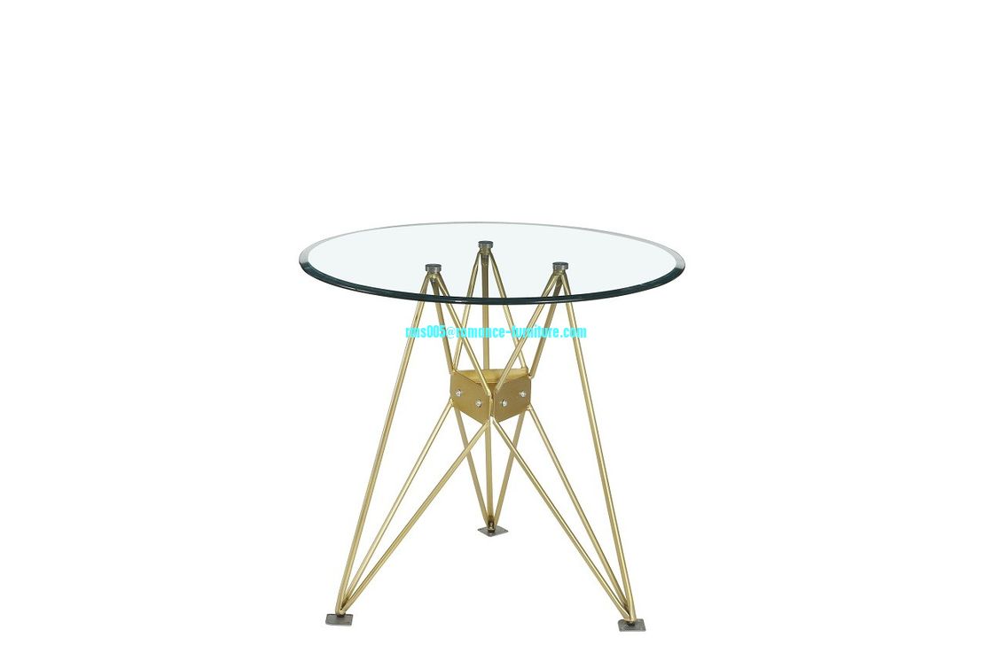 glass top with metal legs dining table T1904