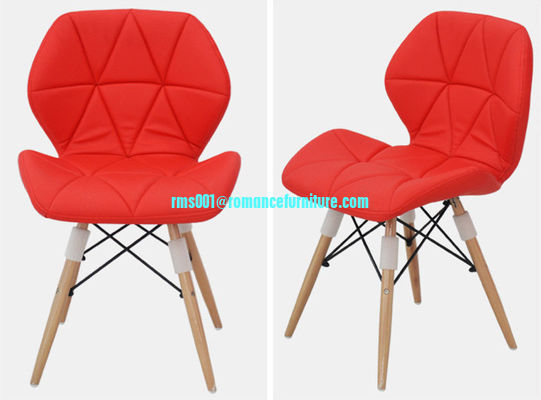 colorful PVC leather dining chair with wood and steel legs pc146