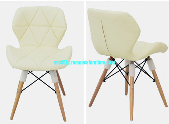 colorful PVC leather dining chair with wood and steel legs pc146