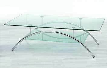 chromed-plated/tempered glass tea table  A039